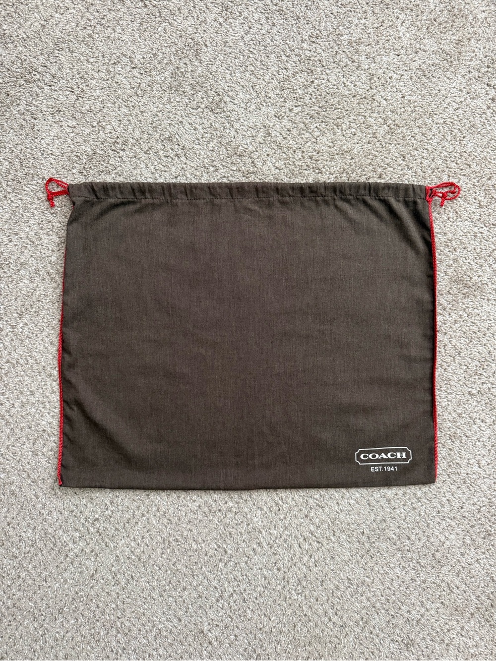 COACH X-Large 19” x 23” Brown Dust Bag with Red Trim Like New Condition